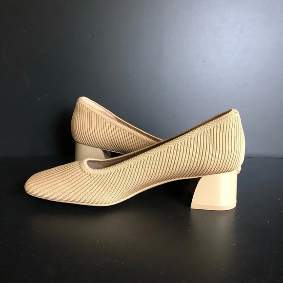 Vivaia Melody Square Toe Chunky Heel Pump Cream Ivory Size EUR 37.5 US 7 - Picture 3 of 12